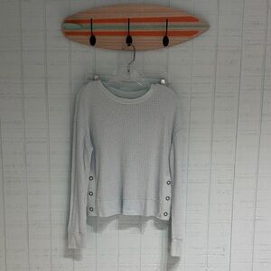 So Light Teal Waffle Knit Sweater